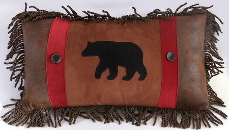 Backwoods Bear with Fringe Pillow